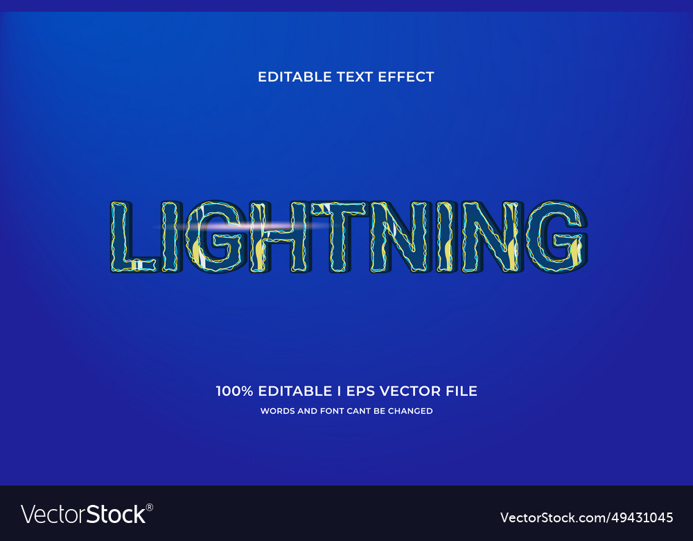 Lightning editable text effect Royalty Free Vector Image