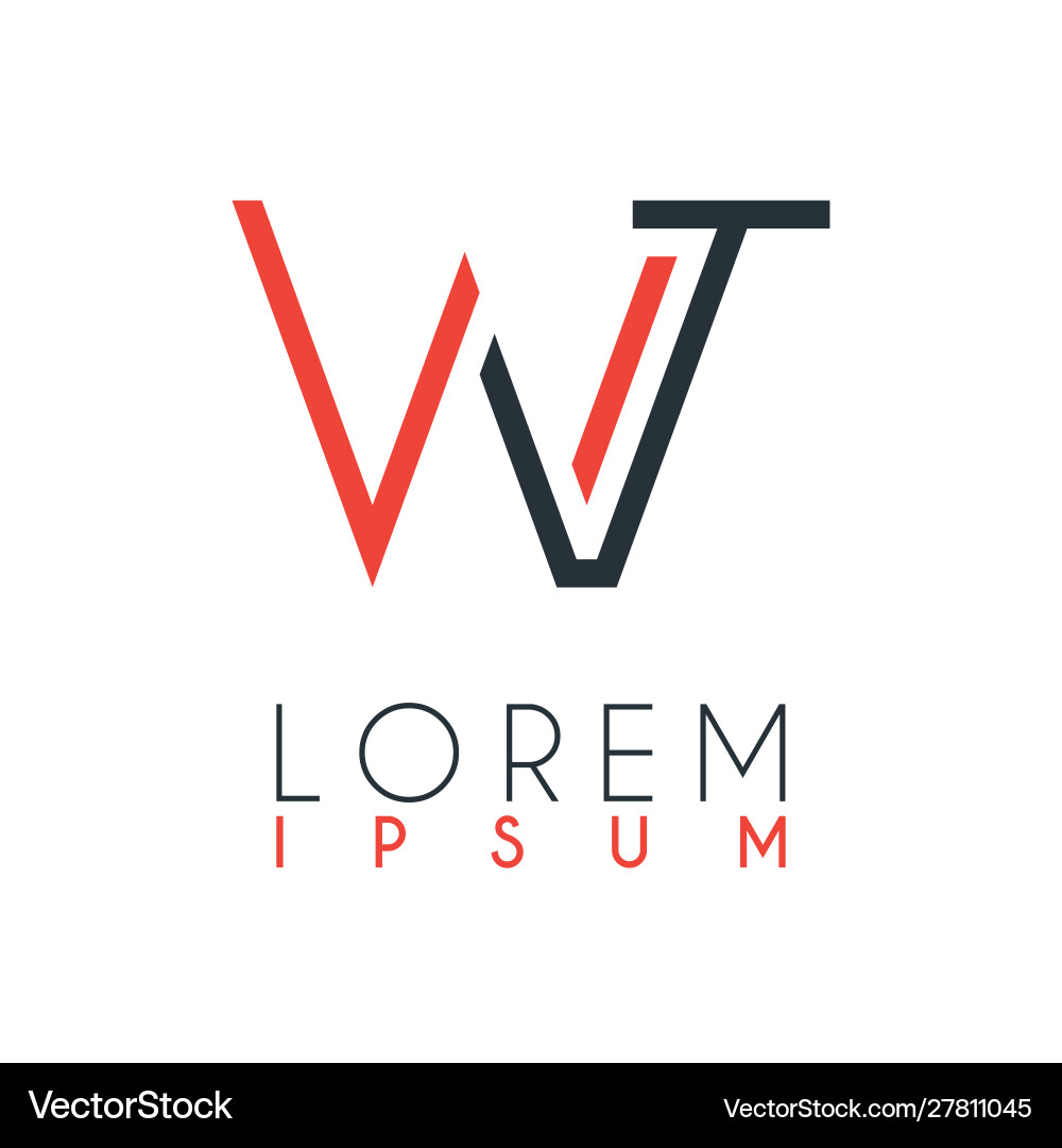 Logo between letter w and letter t or wt Vector Image
