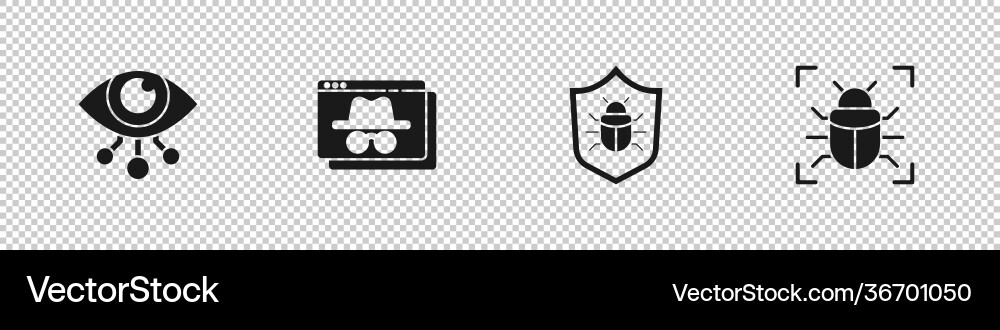 Set eye scan browser incognito window system bug Vector Image