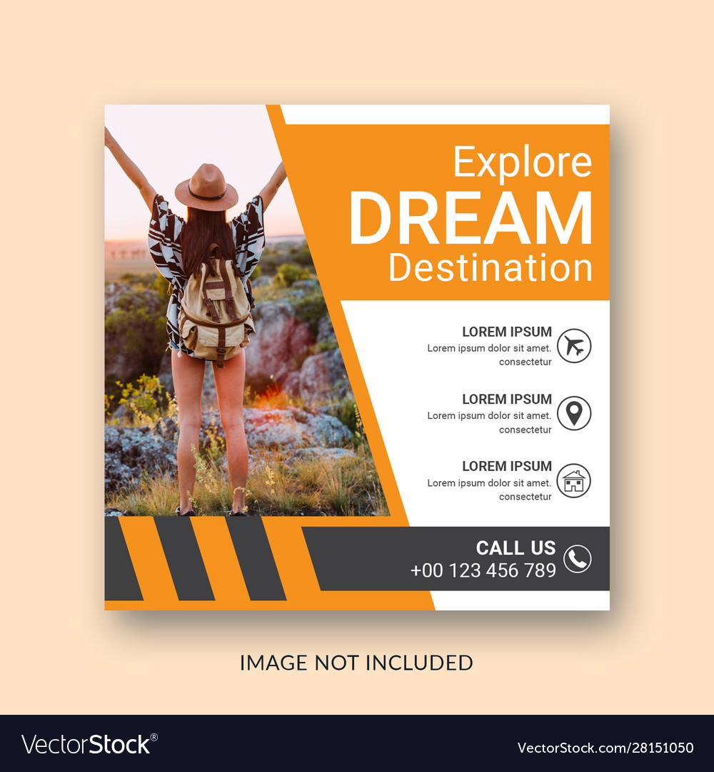 Travel Instagram Post Banner Template Design Vector Image