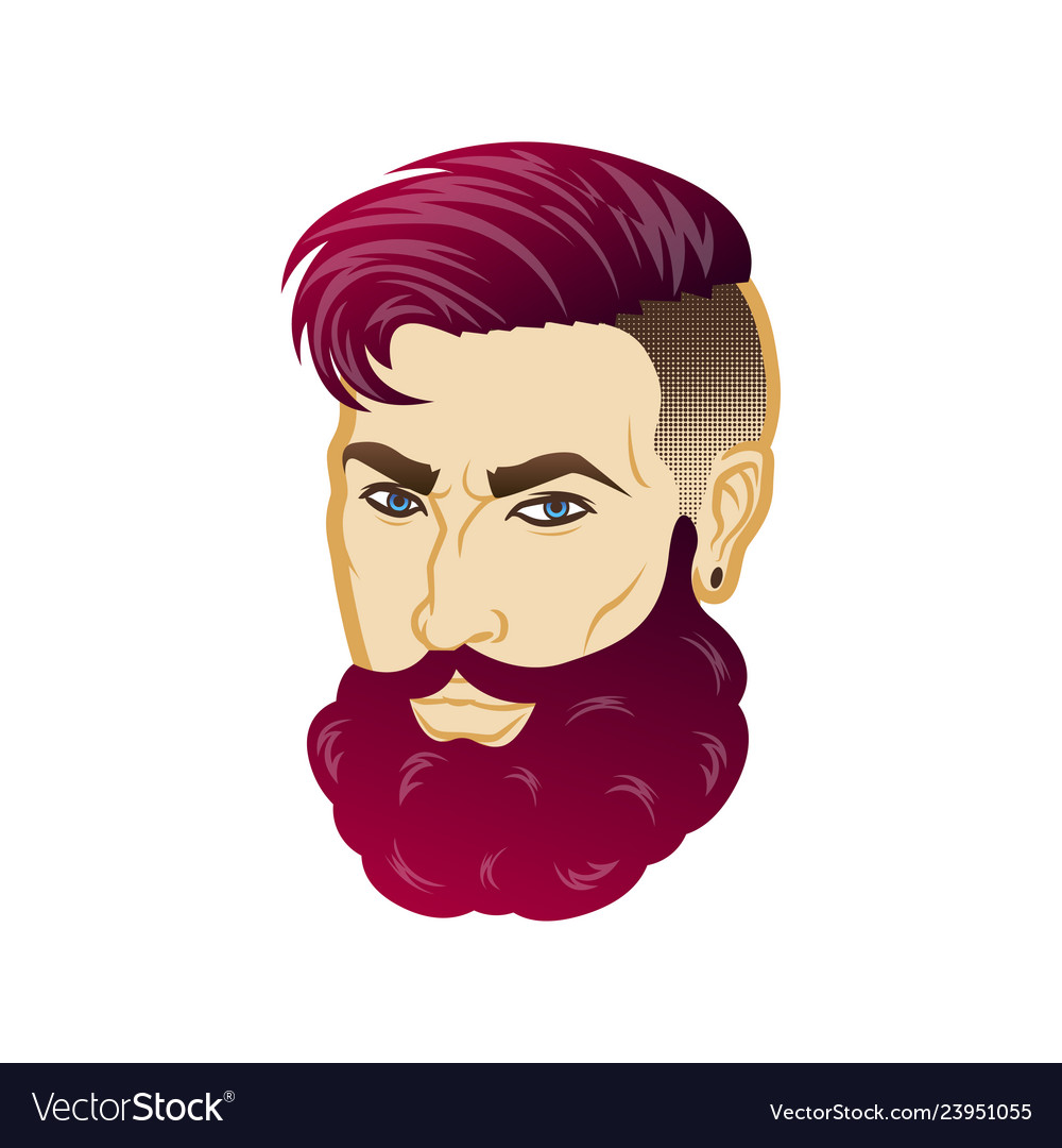 Bearded men face hipster character Royalty Free Vector Image