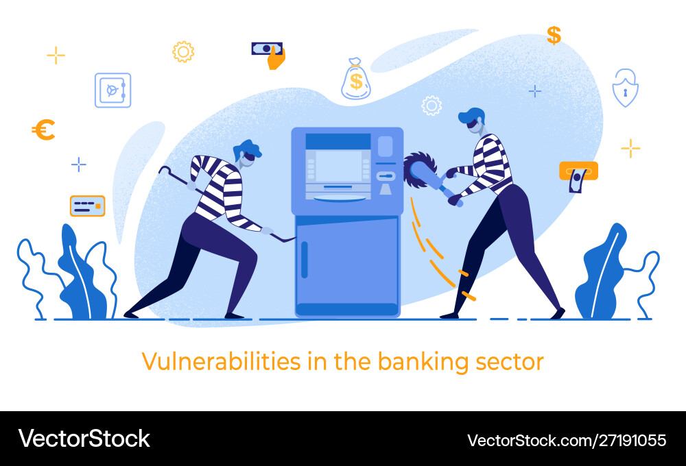 Cartoon Thieves Damage Atm Vulnerabilities In Bank