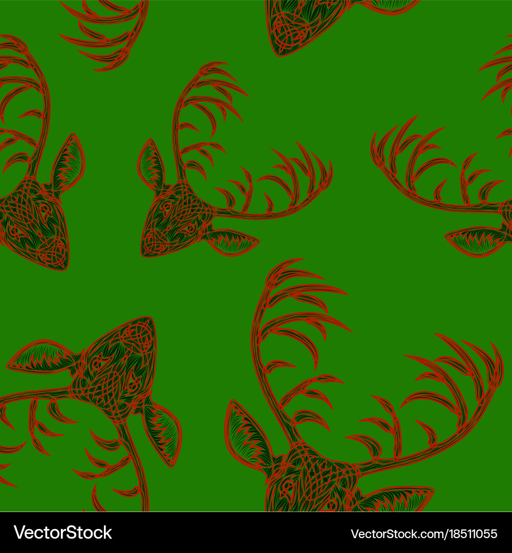 Deer heads seamless pattern Royalty Free Vector Image