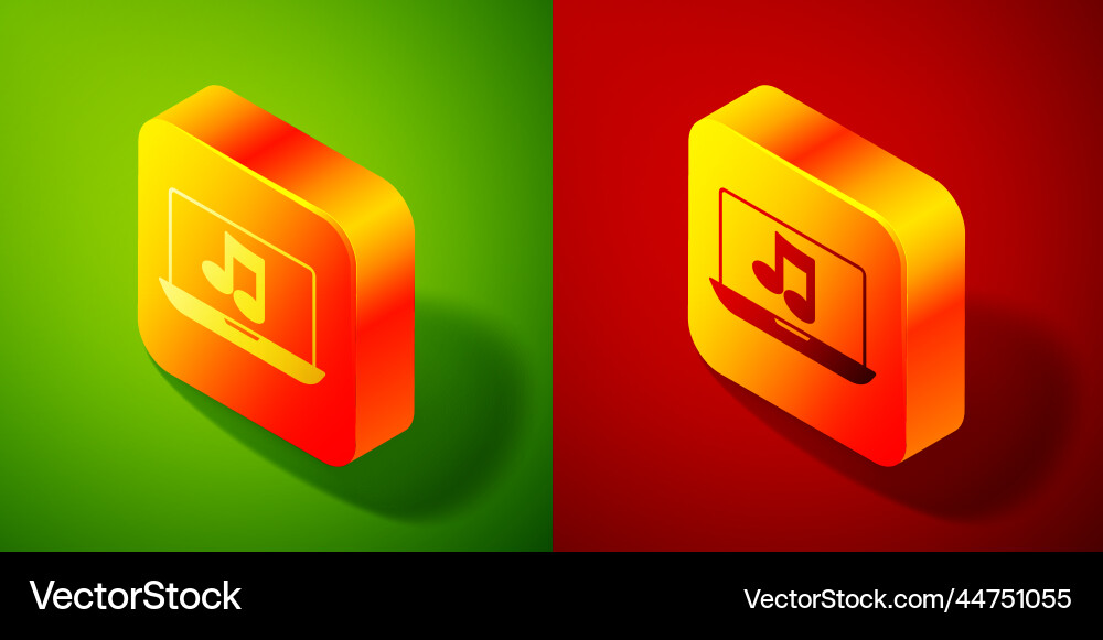 Isometric laptop with music note symbol on screen Vector Image