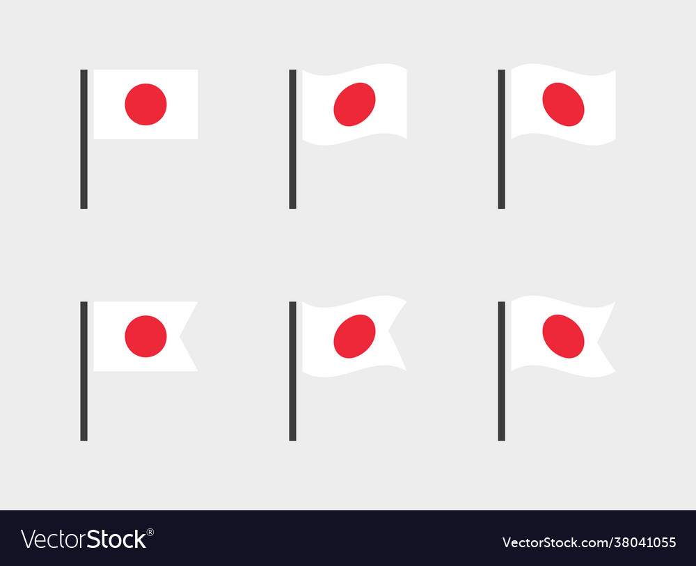 Japan flag symbols set japanese national