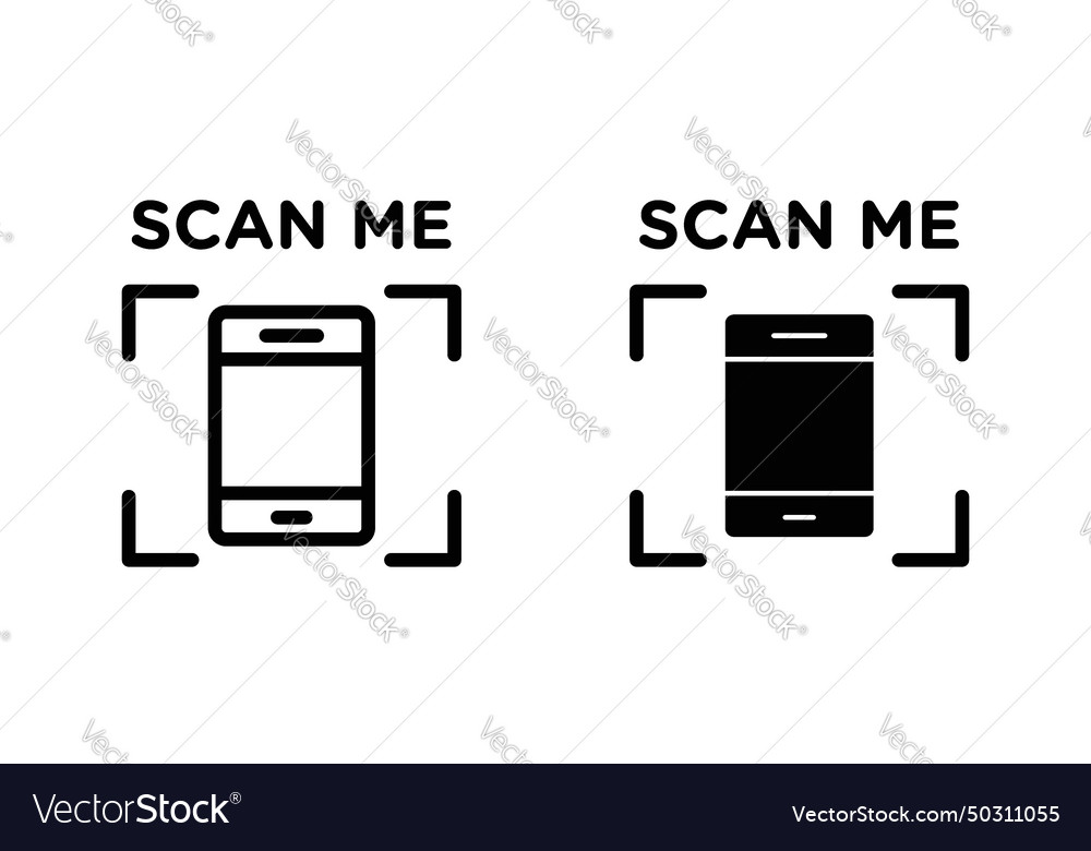 Scan me icon set qr code and digital arrow symbol Vector Image