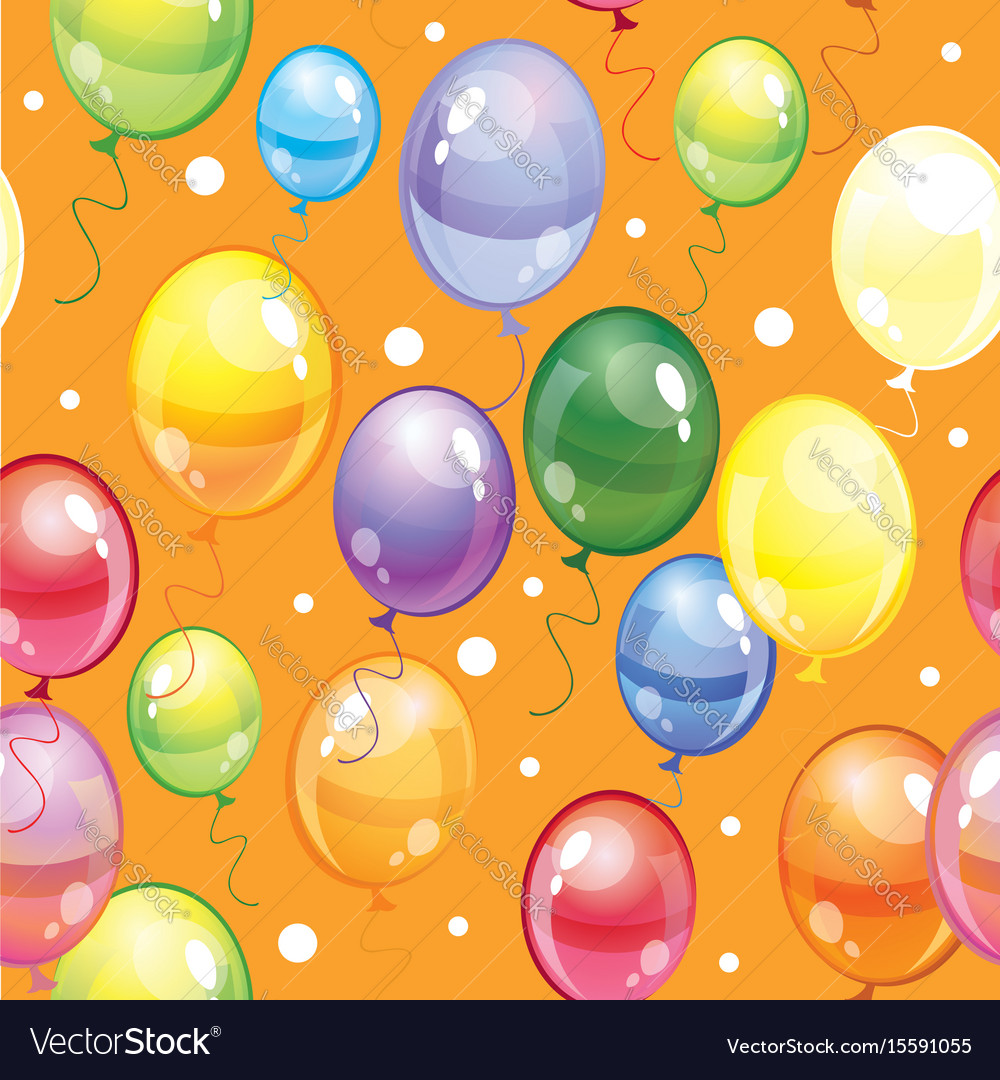 Seamless pattern with balloons on orange