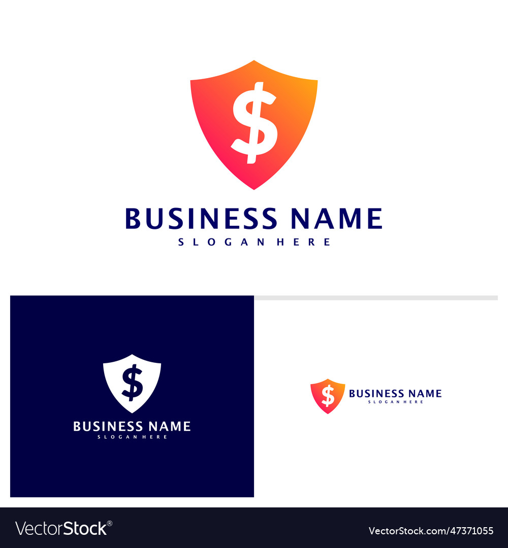 Shield money logo design concept coin Royalty Free Vector