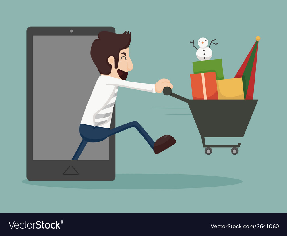 Businessman online shopping e-commerce concept Vector Image Businessman online shopping e-commerce concept Vector Image