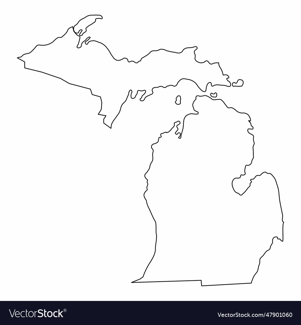 Michigan state outline map Royalty Free Vector Image