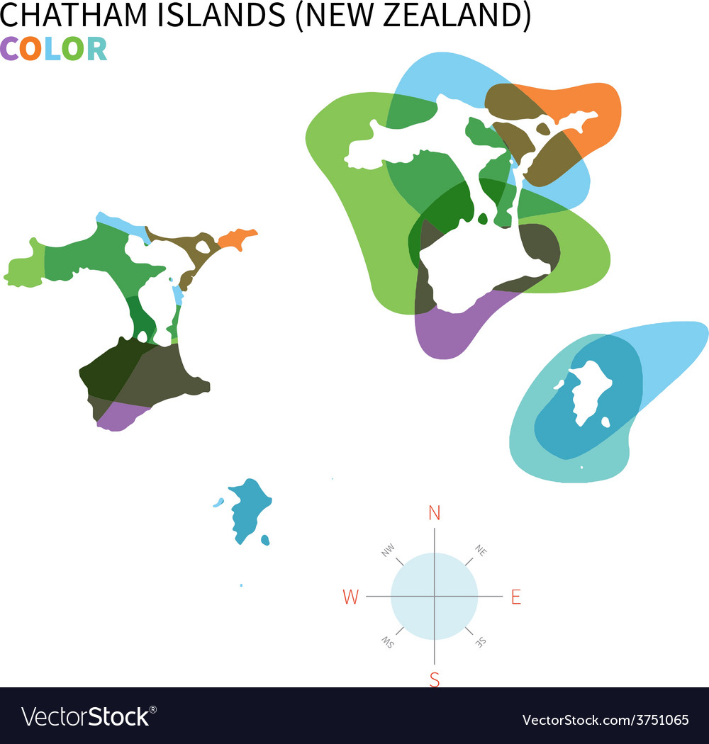 Abstract color map of chatham islands Royalty Free Vector