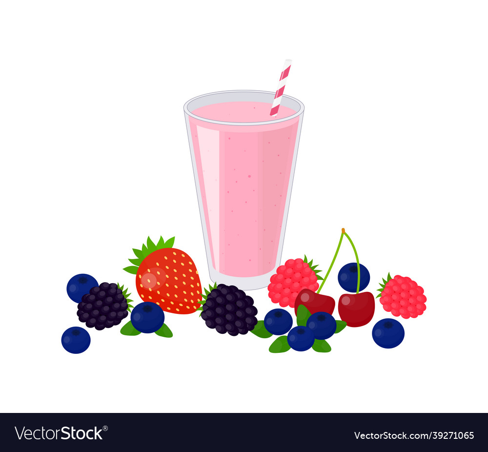 Cartoon smoothie with berries Royalty Free Vector Image