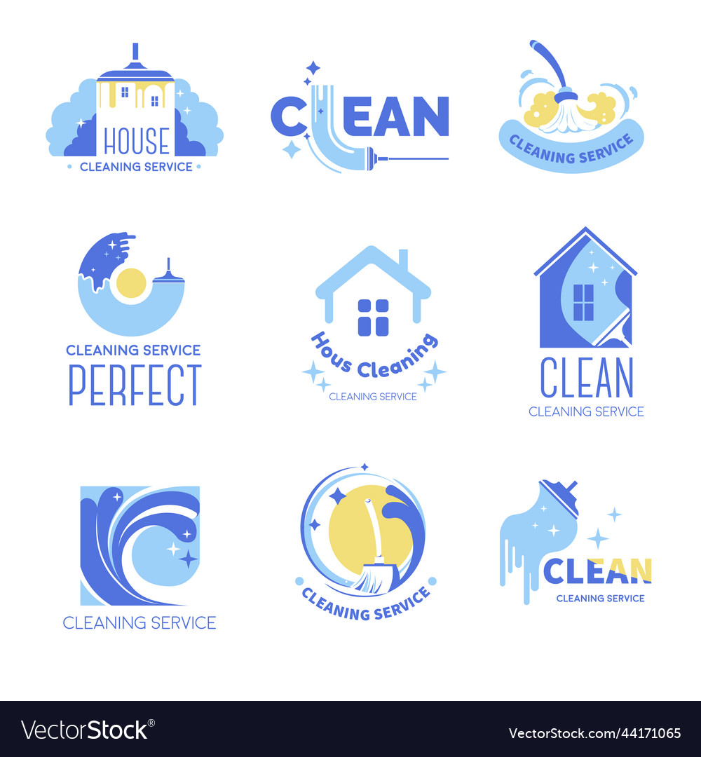 Cleaning service for home and office labels set Vector Image