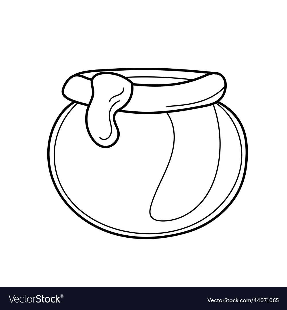 Hand drawn outline honey pot for coloring Vector Image