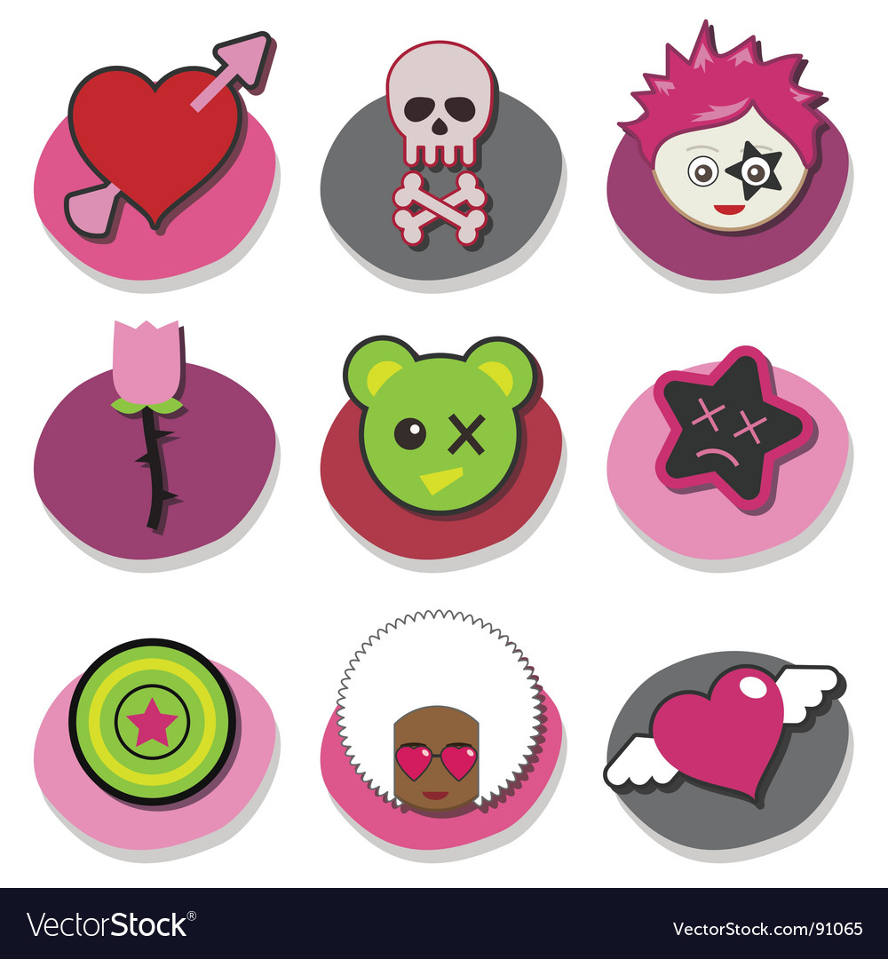 Emo pins badges Royalty Free Vector Image - VectorStock