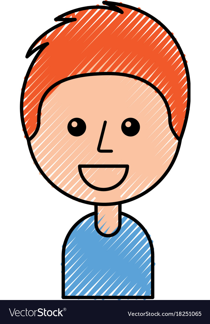 Portrait of happy young boy smiling cartoon Vector Image