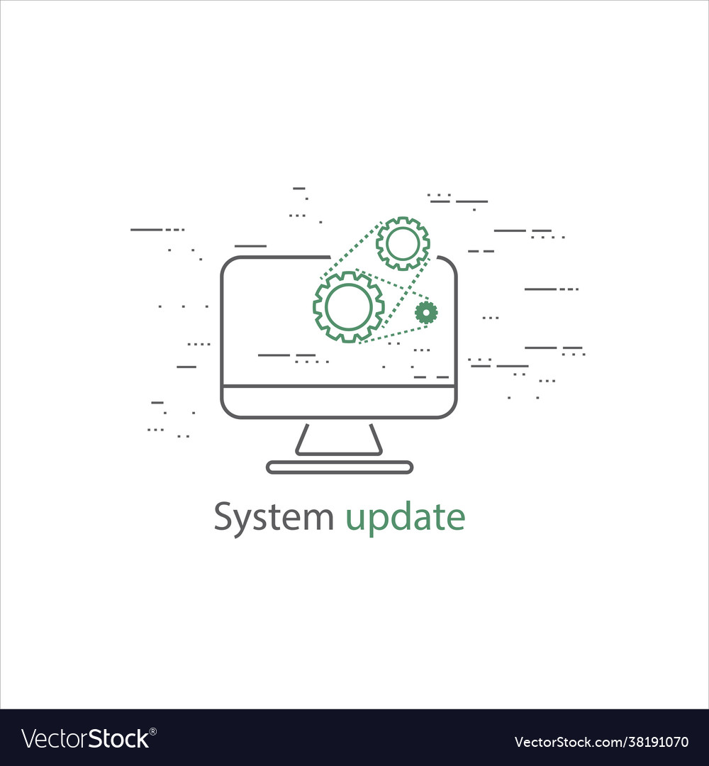 Desktop computer laptop with update screen Vector Image