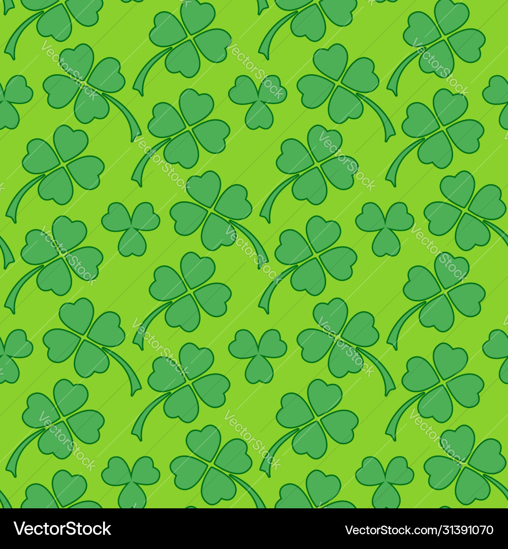 Green clover leaf seamless pattern Royalty Free Vector Image