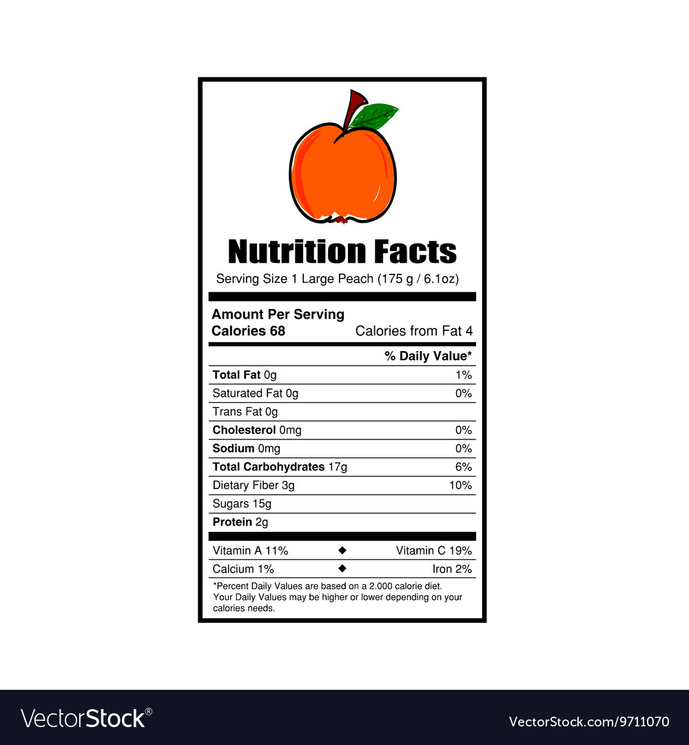 Nutrition Facts Peach Royalty Free Vector Image