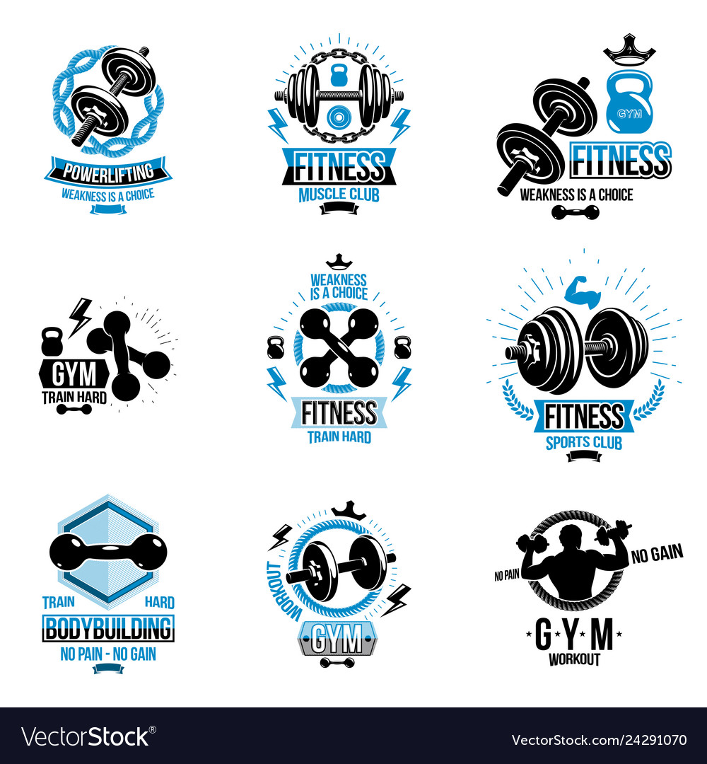 Power lifting theme emblems and motivational Vector Image