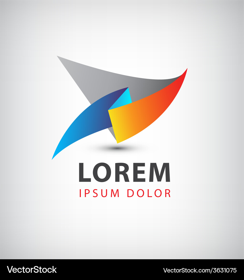 Abstract ribbon colorful dual 3d icon Royalty Free Vector
