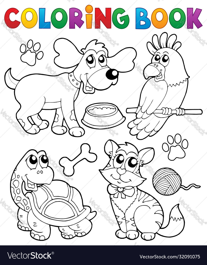 Coloring book with pets 3 Royalty Free Vector Image