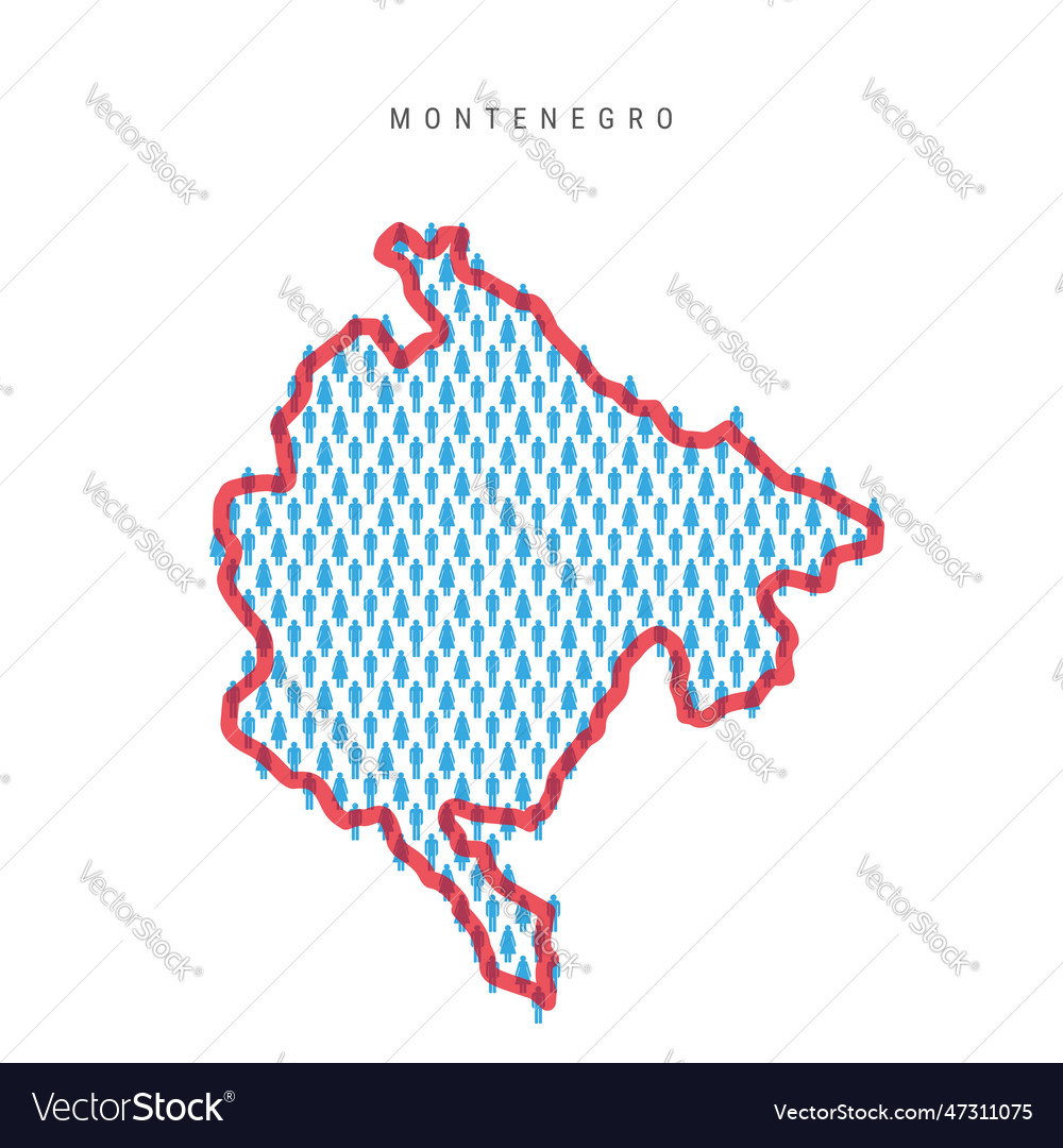 Montenegro population map stick figures Royalty Free Vector