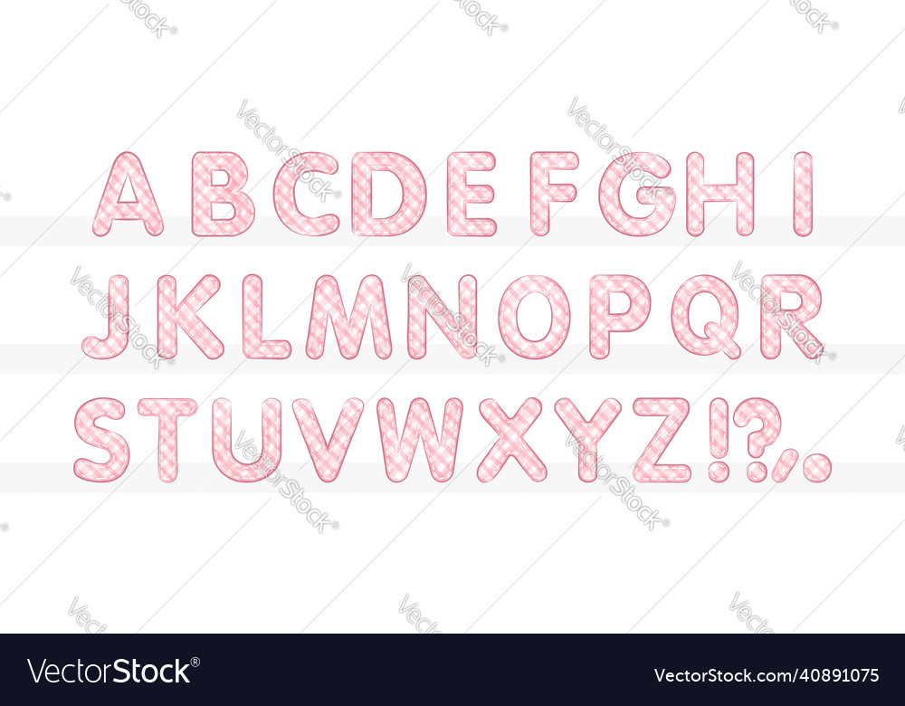 Pink plaid alphabet a to z set Royalty Free Vector Image