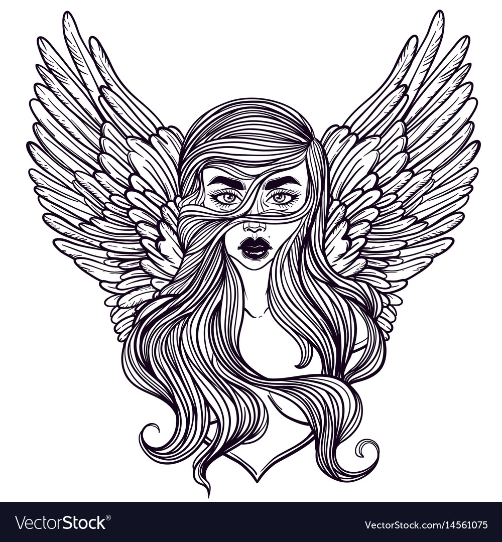 Scandinavian goddess valkyrie with wings Vector Image