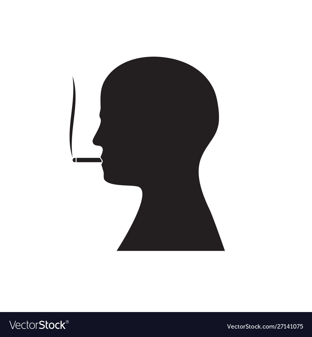 Silhouette a mans head with smoking Royalty Free Vector