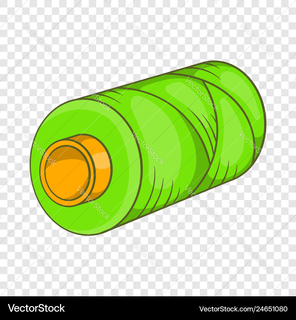 Green bobbin thread icon cartoon style Royalty Free Vector
