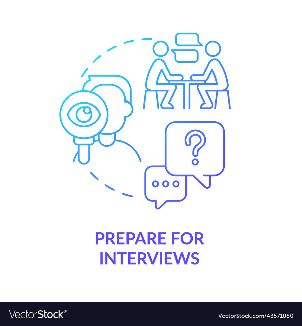 Prepare for interviews blue gradient concept icon