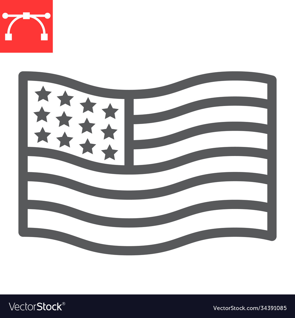 American flag line icon america and country usa Vector Image
