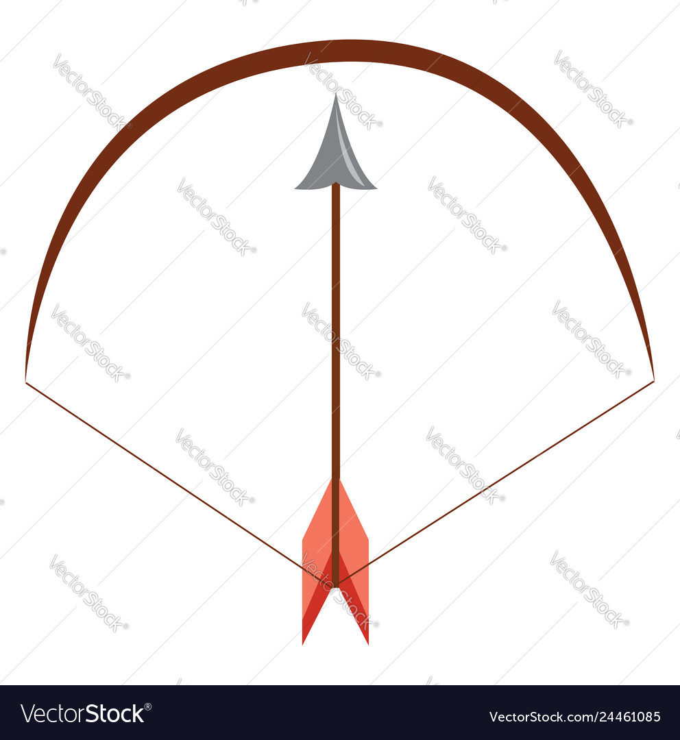 Brown bow and arrow on white background Royalty Free Vector