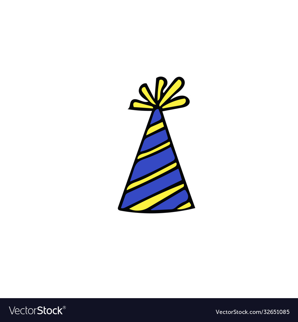 Festive funny hat with stripes hand drawn doodle Vector Image