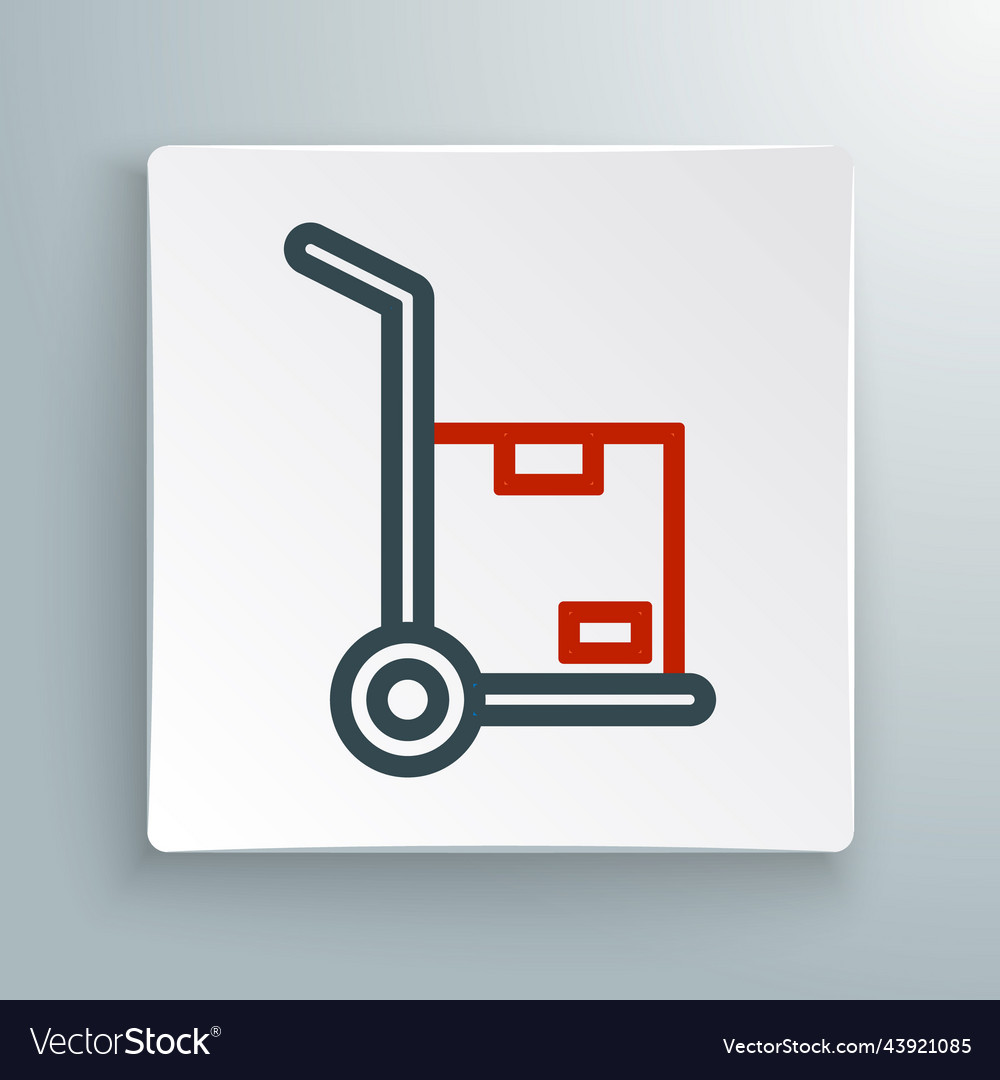 Line hand truck and boxes icon isolated on white Vector Image