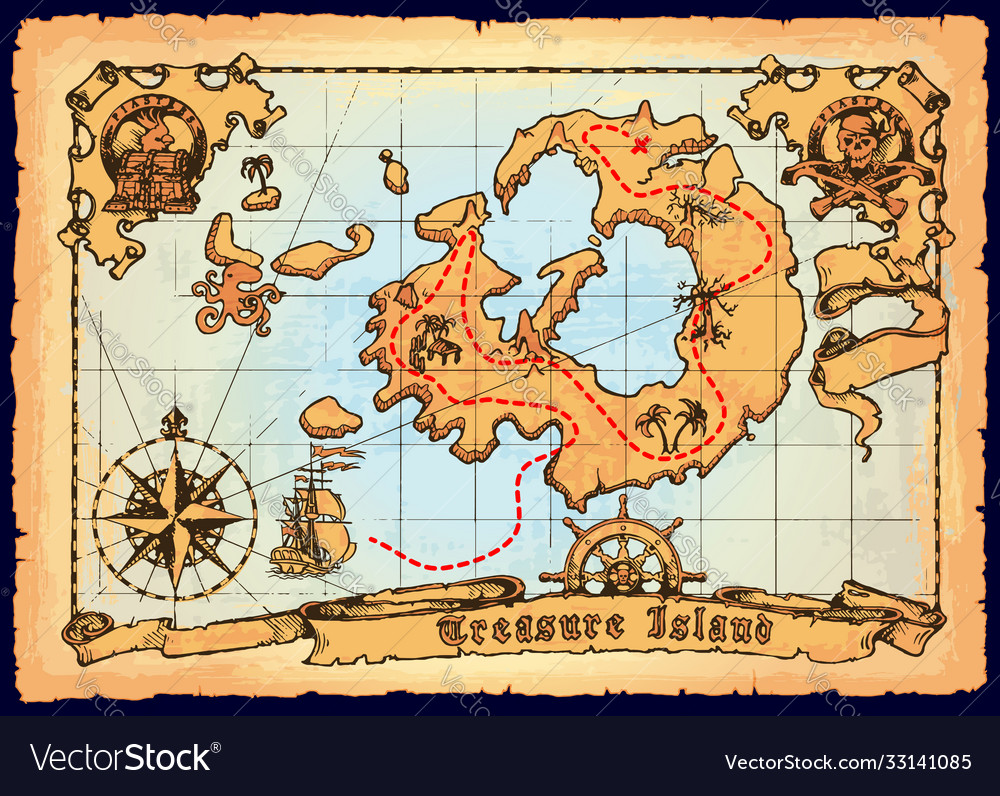 pirate map grunge illustration Royalty Free Images & Vectors em