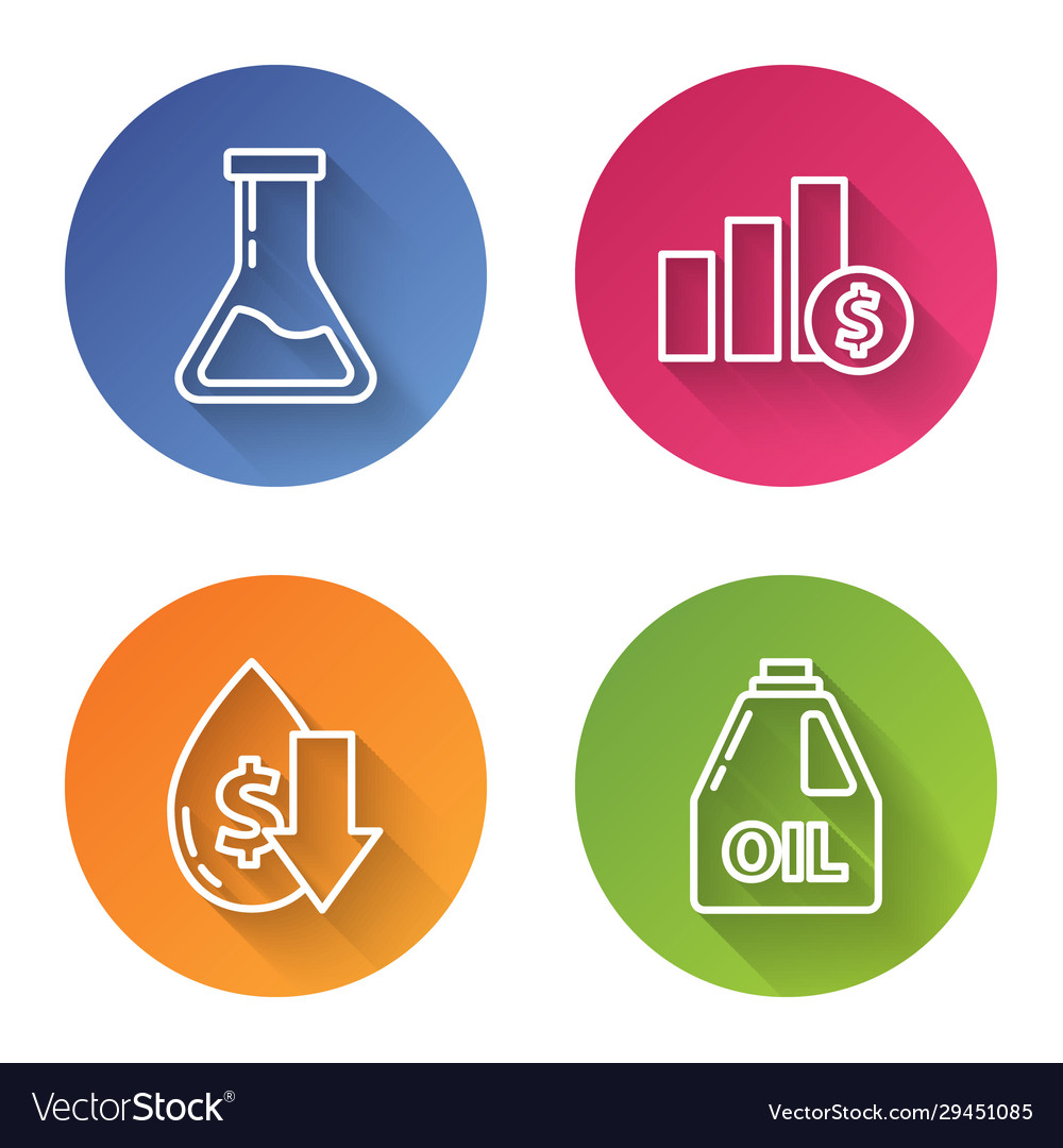 Set line test tube and flask pie chart Royalty Free Vector