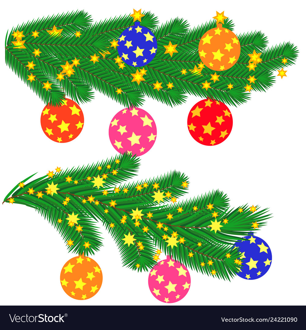 Christmas decorations holly spruce red berries Vector Image