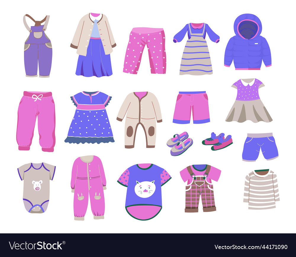 Clothes for newborn baby or toddler collection Vector Image