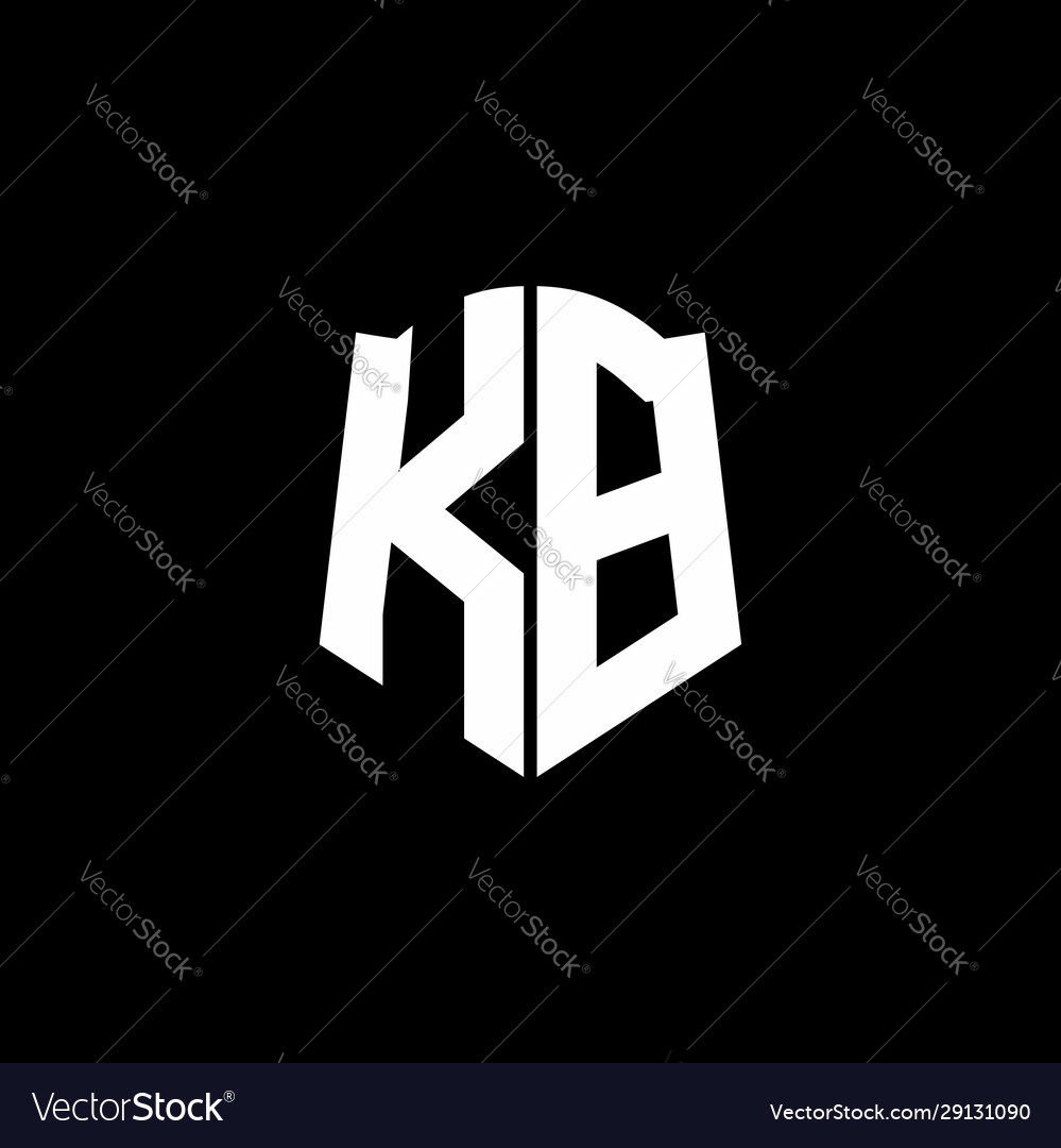 Kb monogram letter logo ribbon with shield style Vector Image