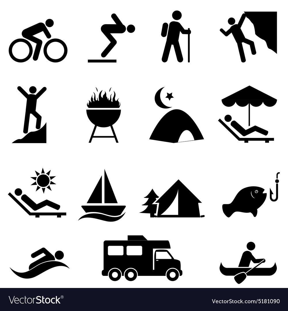 Leisure And Outdoor Recreation Icons Royalty Free Vector