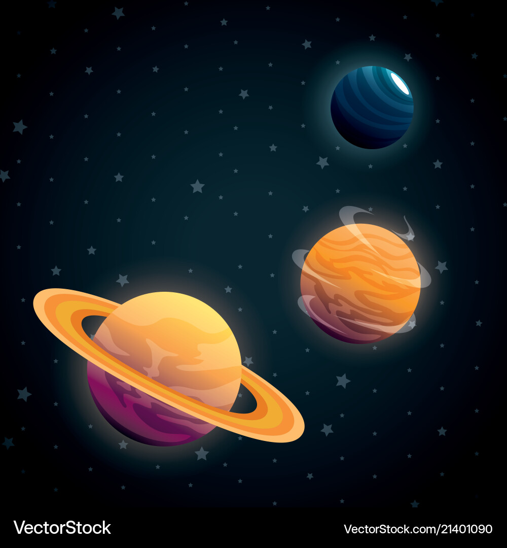 Planets solar system scene Royalty Free Vector Image