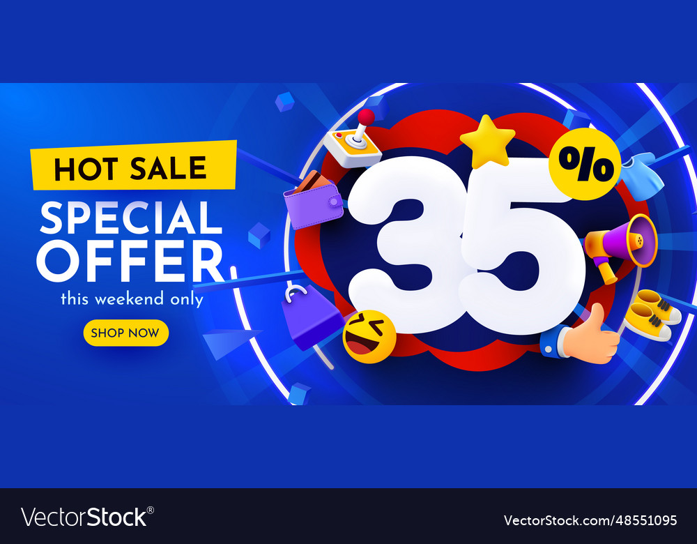 35-percent-off-discount-creative-composition-vector-image