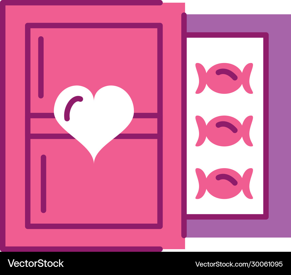 Box chocolate half line and color style icon Vector Image