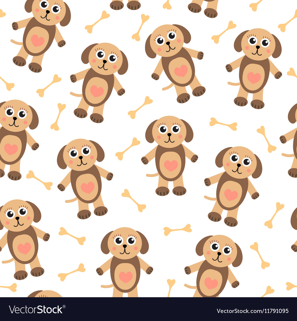 Cute cartoon puppy dog seamless texture Children Vector Image