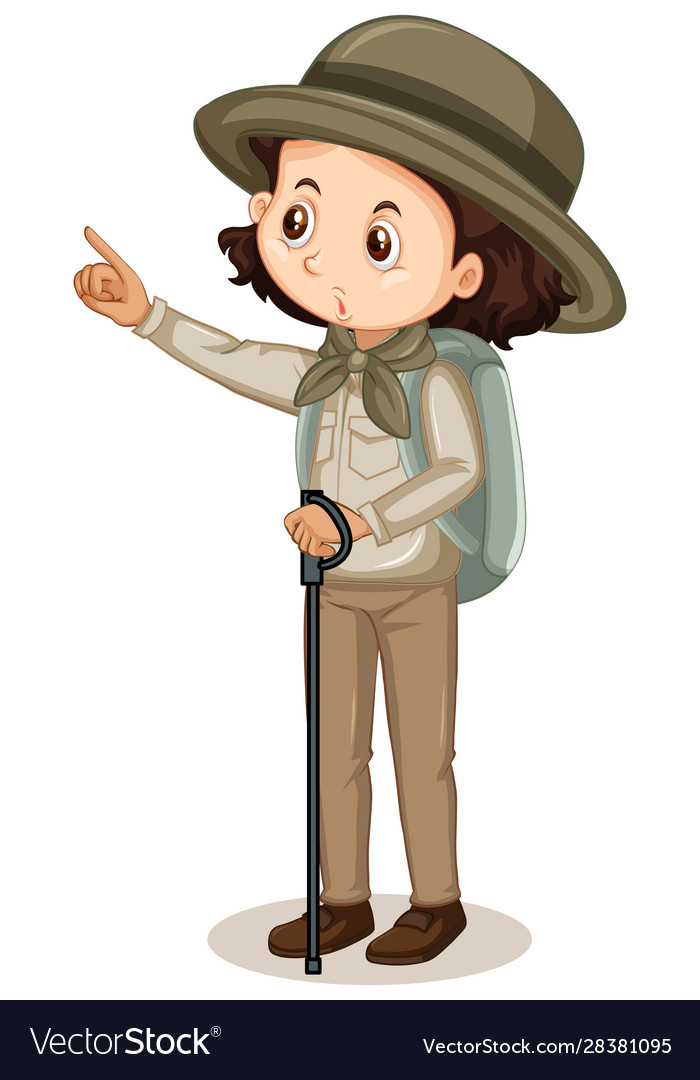 Girl in safari outfit on white background Vector Image