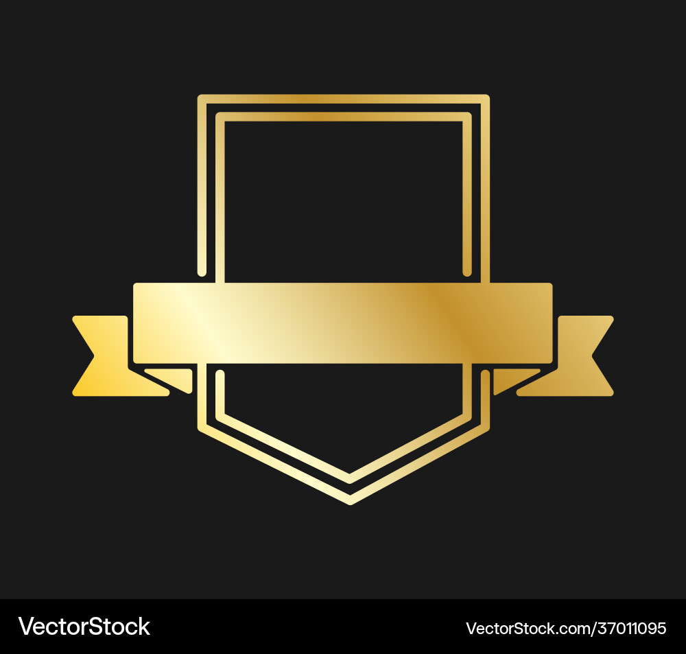 Gold pentagon frame with ribbon for logo Vector Image