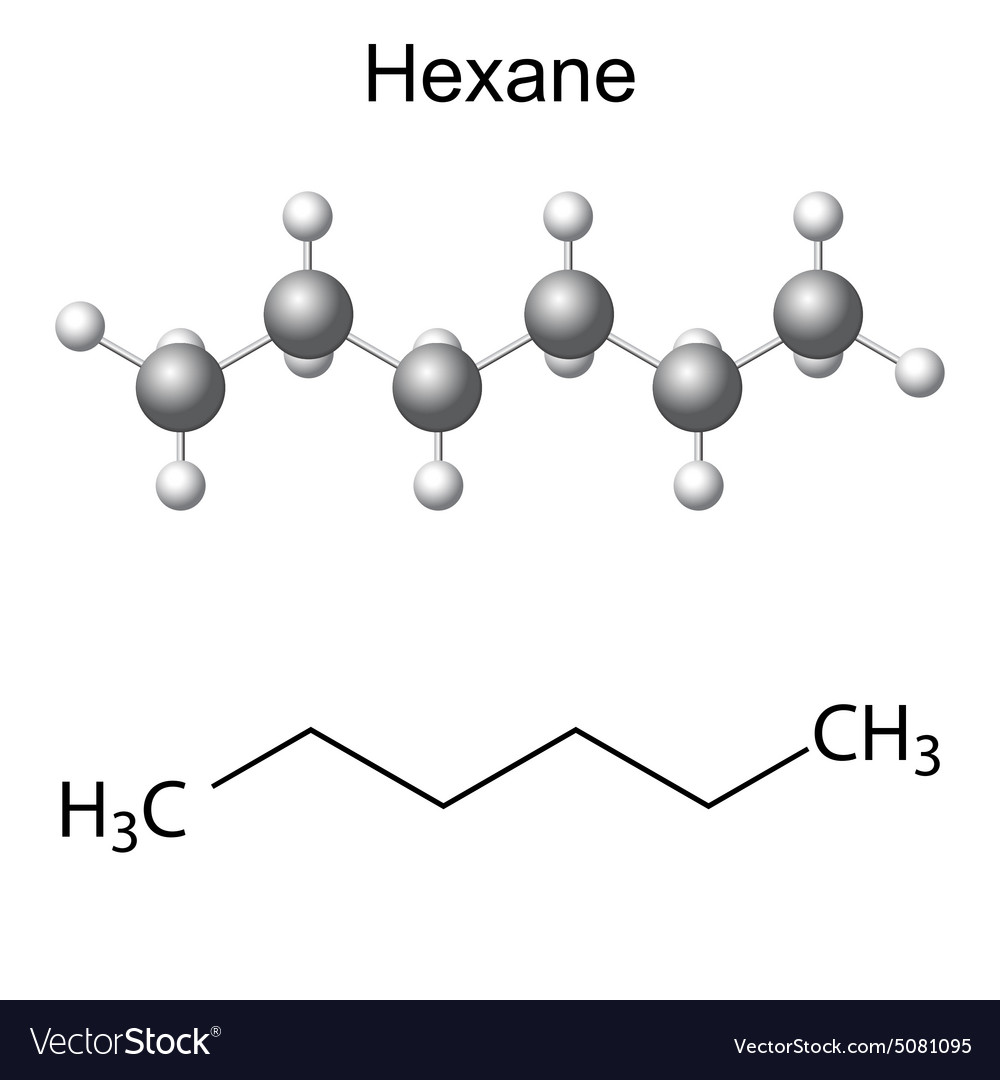 Hexane molecule Royalty Free Vector Image VectorStock