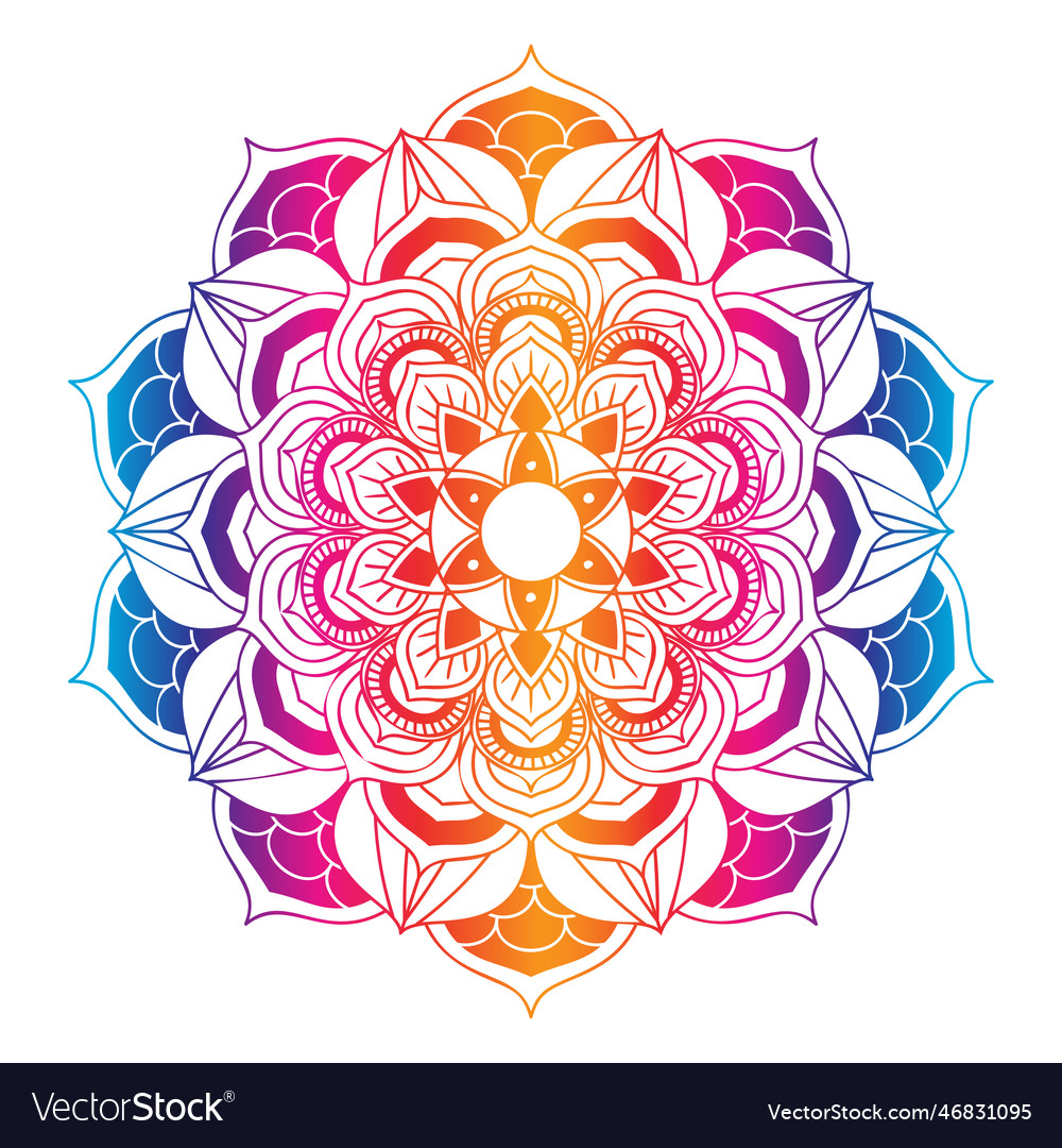 Rainbow coloured decorative mandala design Vector Image